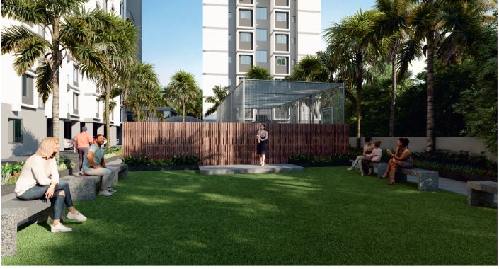 Senior citizen garden court at Aryan's Life One