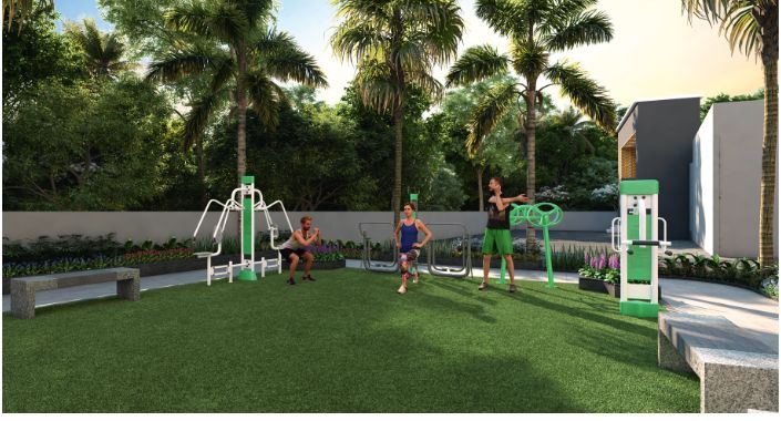 Outdoor gym equipment at Aryan's Life One